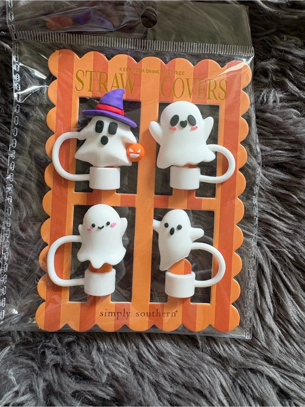 Simply Southern Ghost Straw Toppers Set of 4 Witch Halloween for Stanley Tumbler